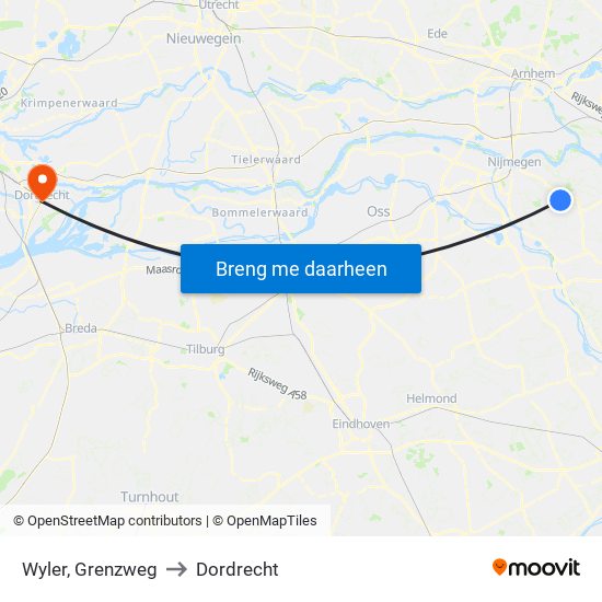 Wyler, Grenzweg to Dordrecht map