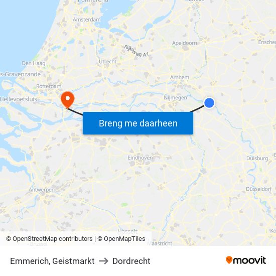 Emmerich, Geistmarkt to Dordrecht map