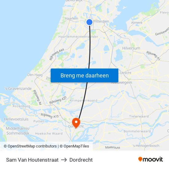 Sam Van Houtenstraat to Dordrecht map