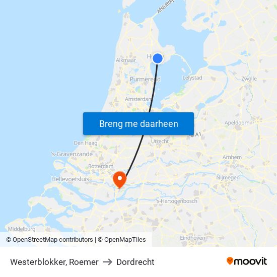 Westerblokker, Roemer to Dordrecht map