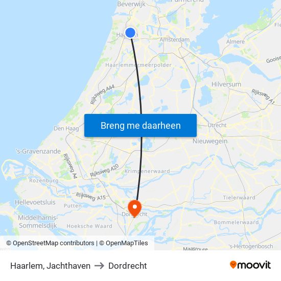 Haarlem, Jachthaven to Dordrecht map