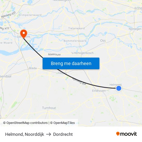 Helmond, Noorddijk to Dordrecht map