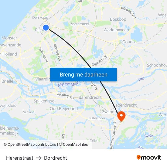 Herenstraat to Dordrecht map