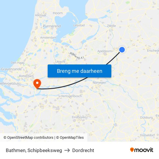 Bathmen, Schipbeeksweg to Dordrecht map