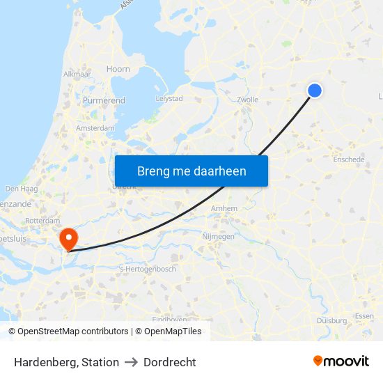 Hardenberg, Station to Dordrecht map