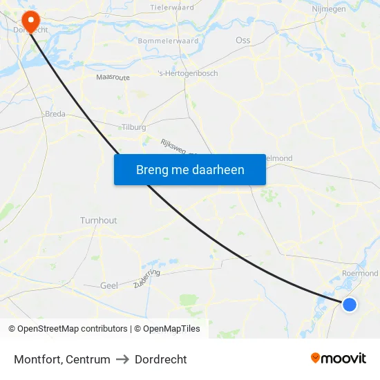 Montfort, Centrum to Dordrecht map