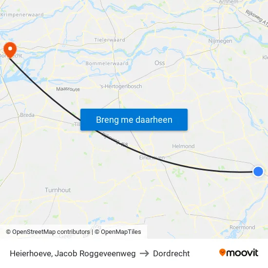 Heierhoeve, Jacob Roggeveenweg to Dordrecht map