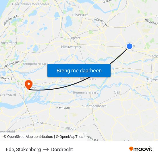 Ede, Stakenberg to Dordrecht map