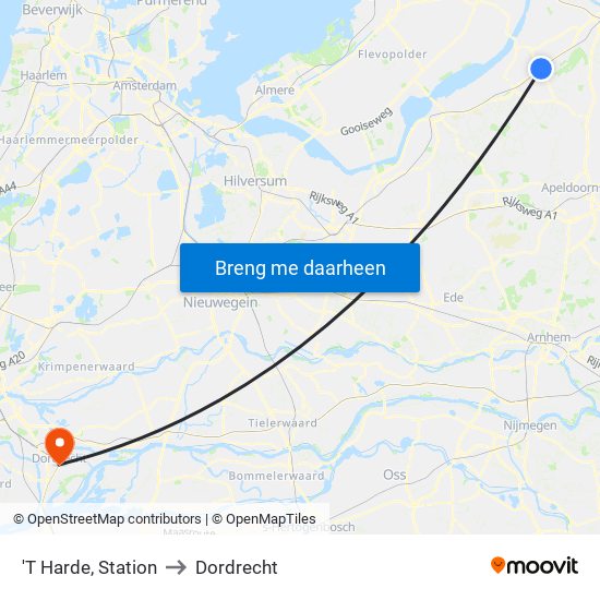 'T Harde, Station to Dordrecht map