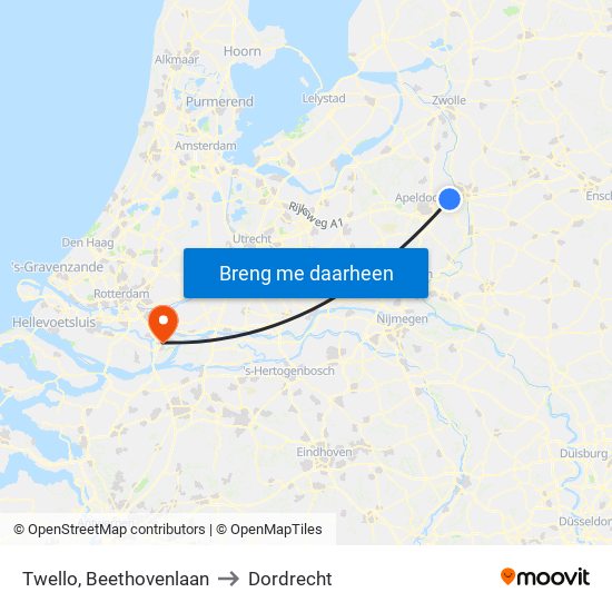 Twello, Beethovenlaan to Dordrecht map