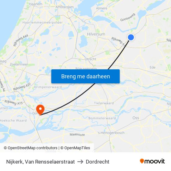 Nijkerk, Van Rensselaerstraat to Dordrecht map