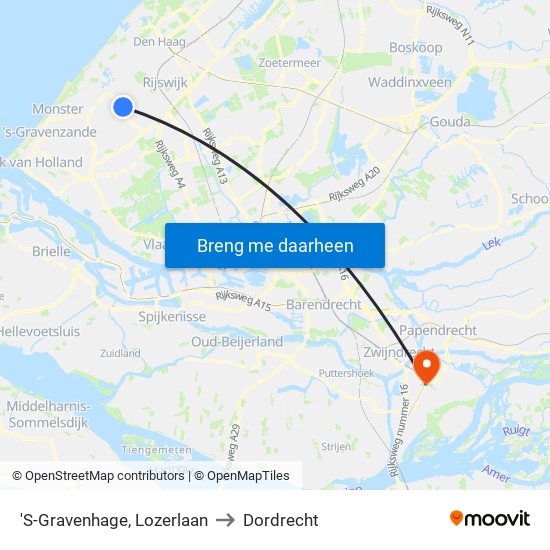 'S-Gravenhage, Lozerlaan to Dordrecht map