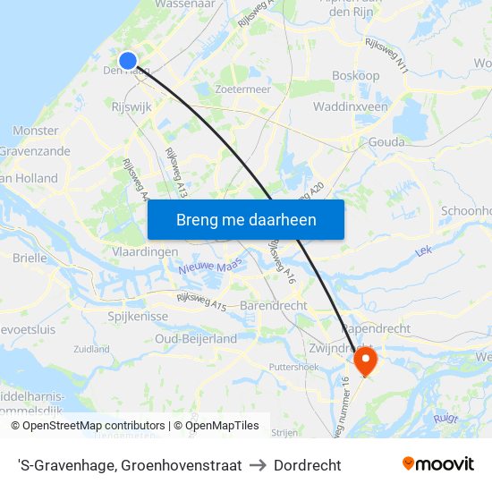 'S-Gravenhage, Groenhovenstraat to Dordrecht map