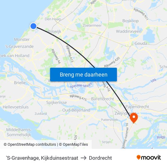 'S-Gravenhage, Kijkduinsestraat to Dordrecht map