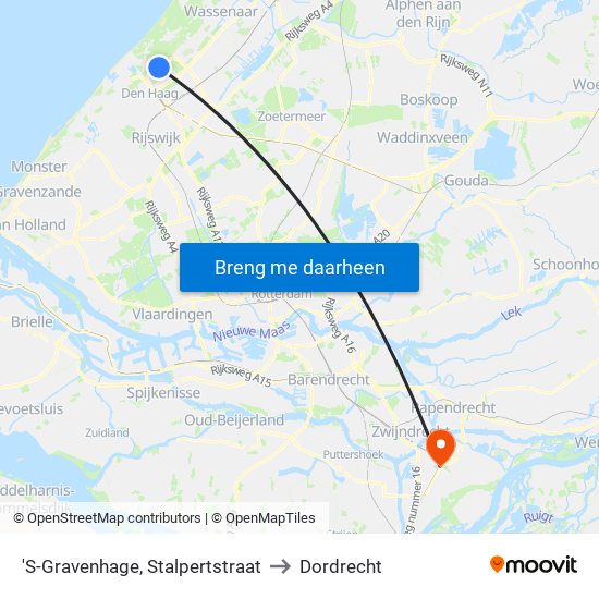 'S-Gravenhage, Stalpertstraat to Dordrecht map