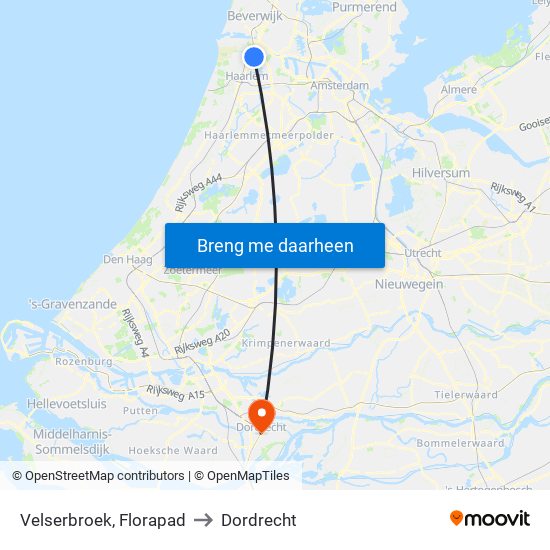 Velserbroek, Florapad to Dordrecht map