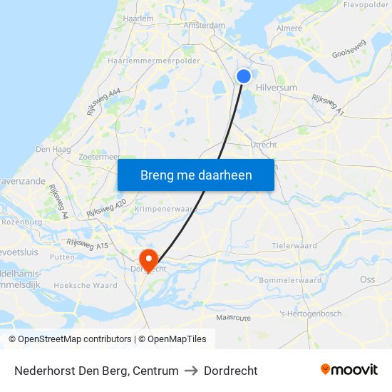 Nederhorst Den Berg, Centrum to Dordrecht map