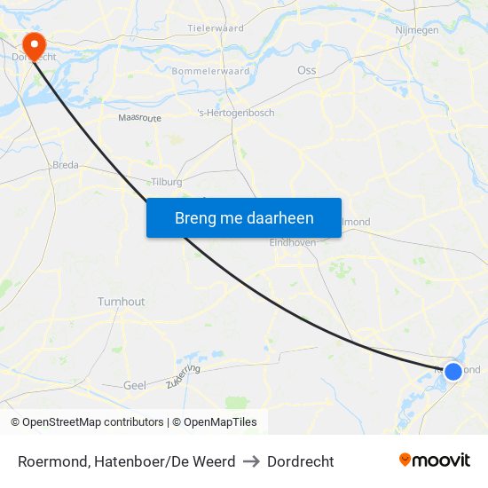 Roermond, Hatenboer/De Weerd to Dordrecht map