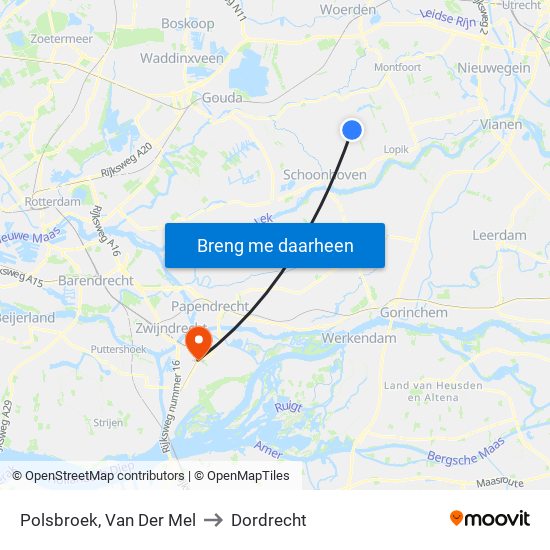 Polsbroek, Van Der Mel to Dordrecht map