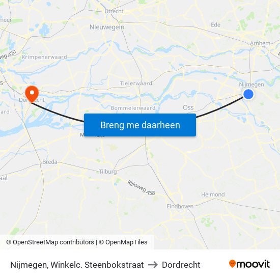 Nijmegen, Winkelc. Steenbokstraat to Dordrecht map