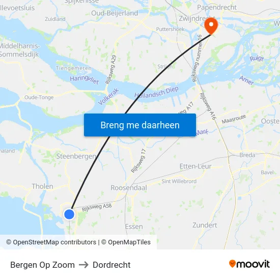 Bergen Op Zoom to Dordrecht map