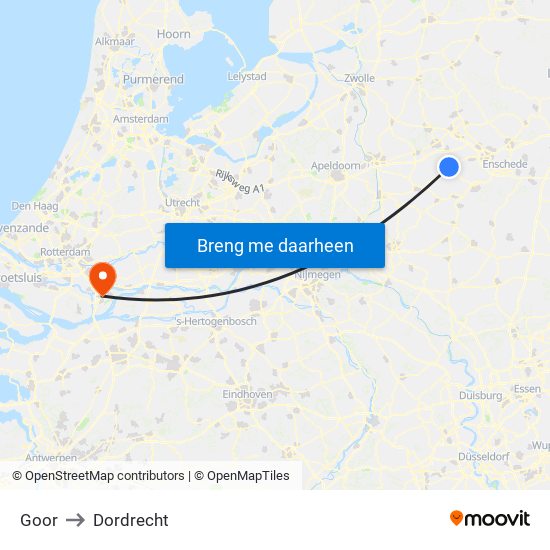 Goor to Dordrecht map