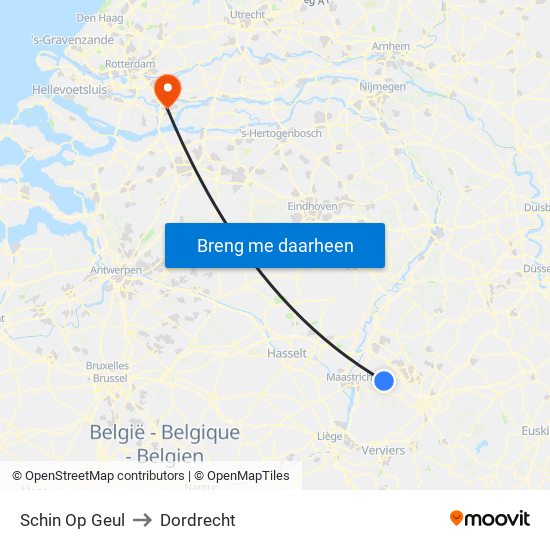 Schin Op Geul to Dordrecht map