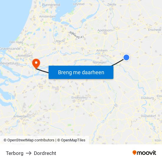 Terborg to Dordrecht map