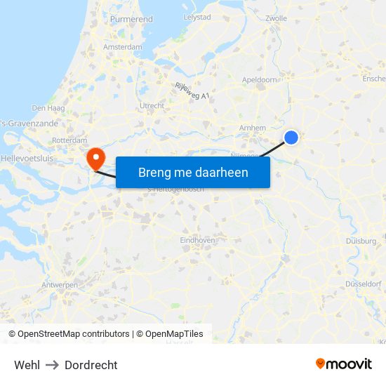 Wehl to Dordrecht map