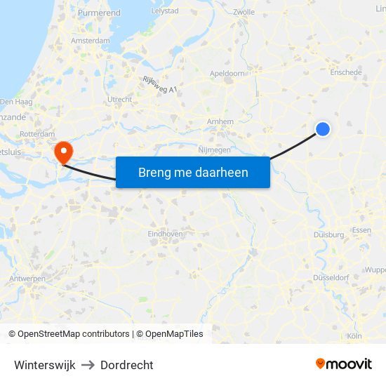 Winterswijk to Dordrecht map