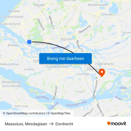 Maassluis, Mesdaglaan to Dordrecht map