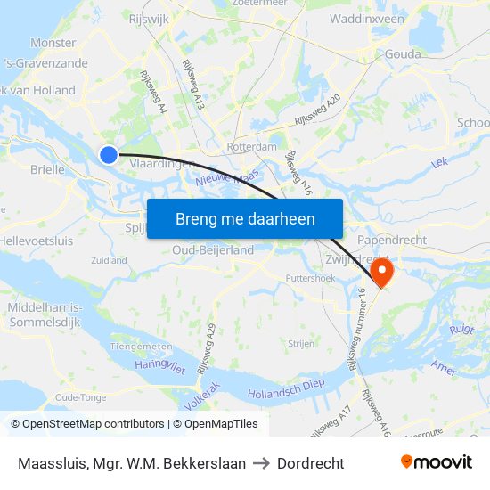 Maassluis, Mgr. W.M. Bekkerslaan to Dordrecht map
