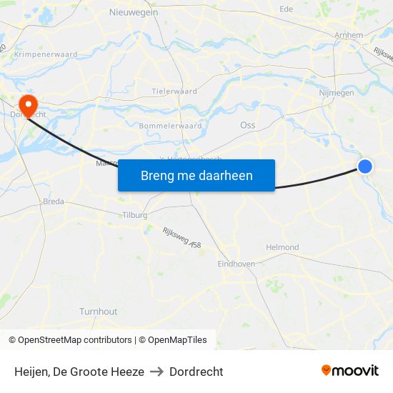 Heijen, De Groote Heeze to Dordrecht map
