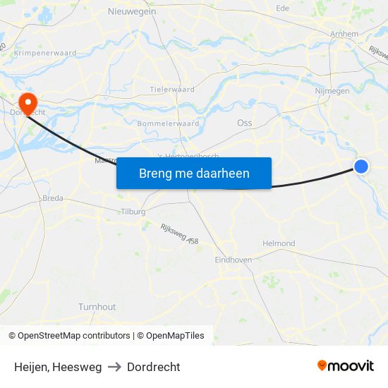 Heijen, Heesweg to Dordrecht map