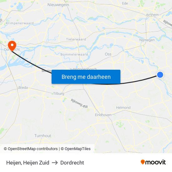 Heijen, Heijen Zuid to Dordrecht map