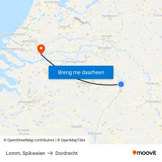 Lomm, Spikweien to Dordrecht map