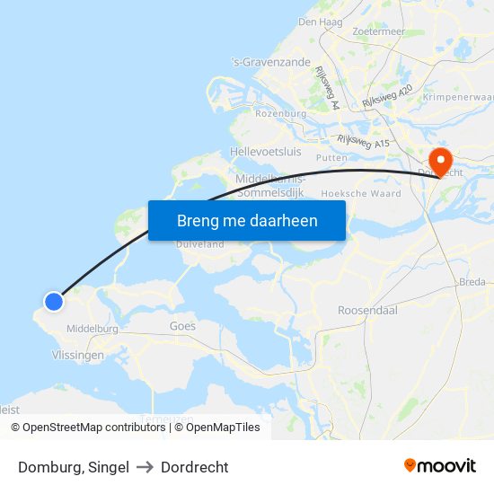 Domburg, Singel to Dordrecht map