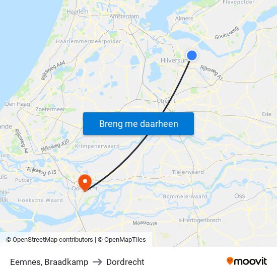 Eemnes, Braadkamp to Dordrecht map