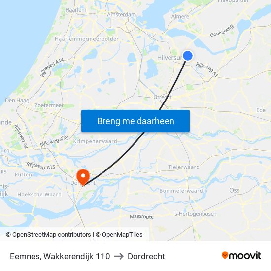 Eemnes, Wakkerendijk 110 to Dordrecht map