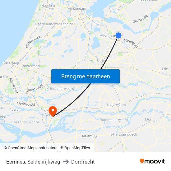 Eemnes, Seldenrijkweg to Dordrecht map