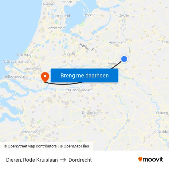Dieren, Rode Kruislaan to Dordrecht map
