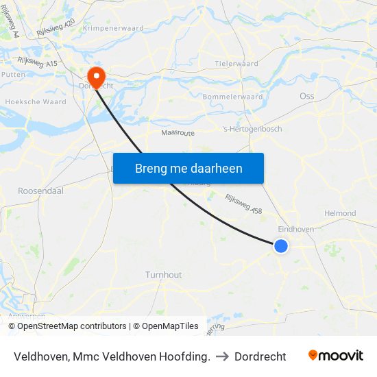 Veldhoven, Mmc Veldhoven Hoofding. to Dordrecht map