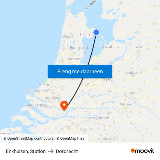 Enkhuizen, Station to Dordrecht map