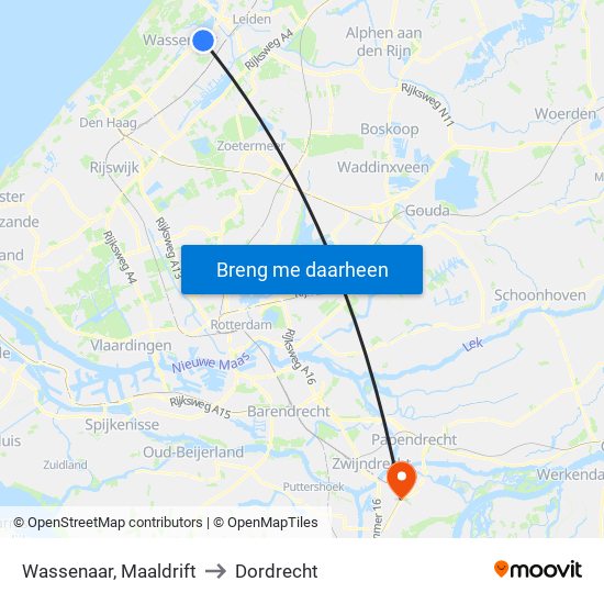 Wassenaar, Maaldrift to Dordrecht map