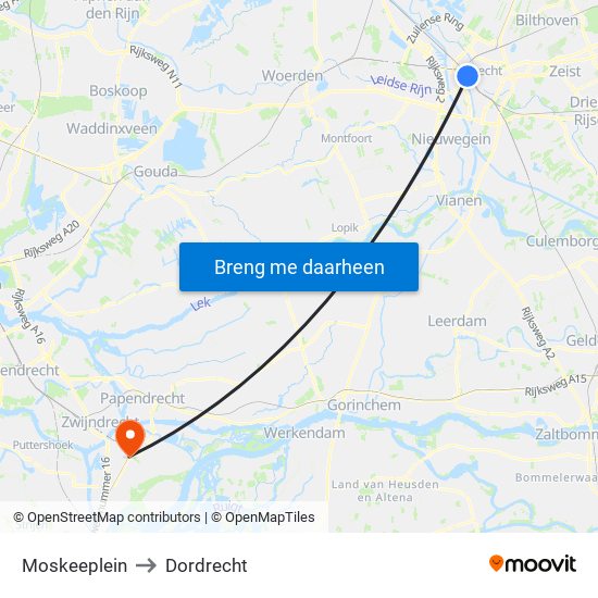 Moskeeplein to Dordrecht map