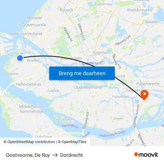 Oostvoorne, De Ruy to Dordrecht map