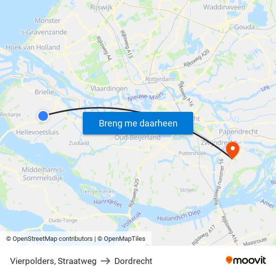 Vierpolders, Straatweg to Dordrecht map