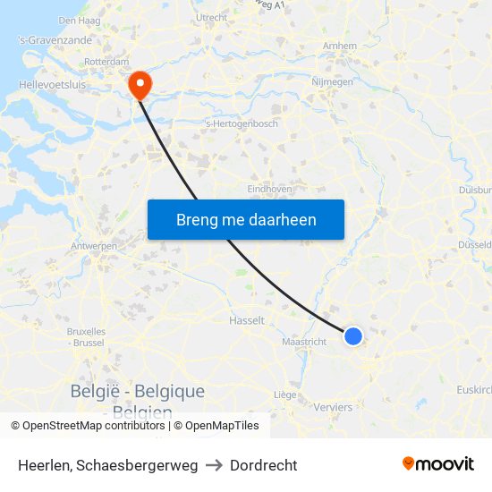 Heerlen, Schaesbergerweg to Dordrecht map