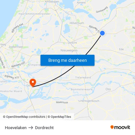 Hoevelaken to Dordrecht map