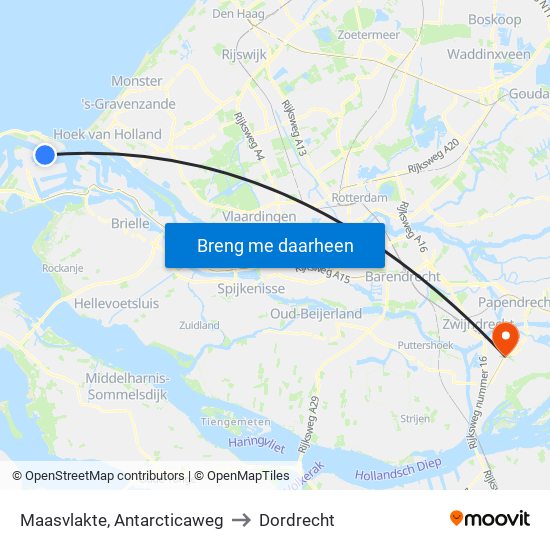 Maasvlakte, Antarcticaweg to Dordrecht map